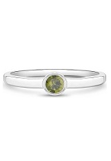 beautiful itty-bitty silver peridot birthstone ring for babies and children